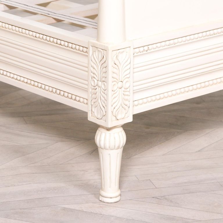 French Style Corley Mahogany Carved Single Bed - Ivory - 3ft