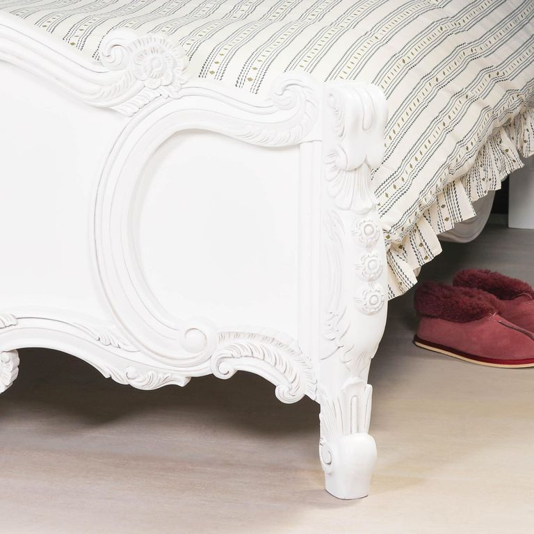 French Rose Cherub Bed - White Mahogany - Carved - Sizes Available