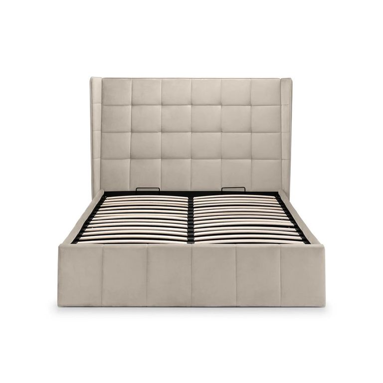 Gatsby Ottoman Storage Bed - Cream Velvet Fabric - Sizes Available
