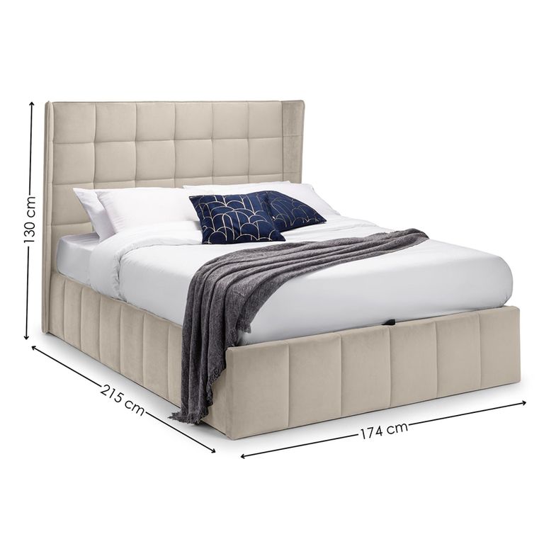 Gatsby Ottoman Storage Bed - Cream Velvet Fabric - Sizes Available