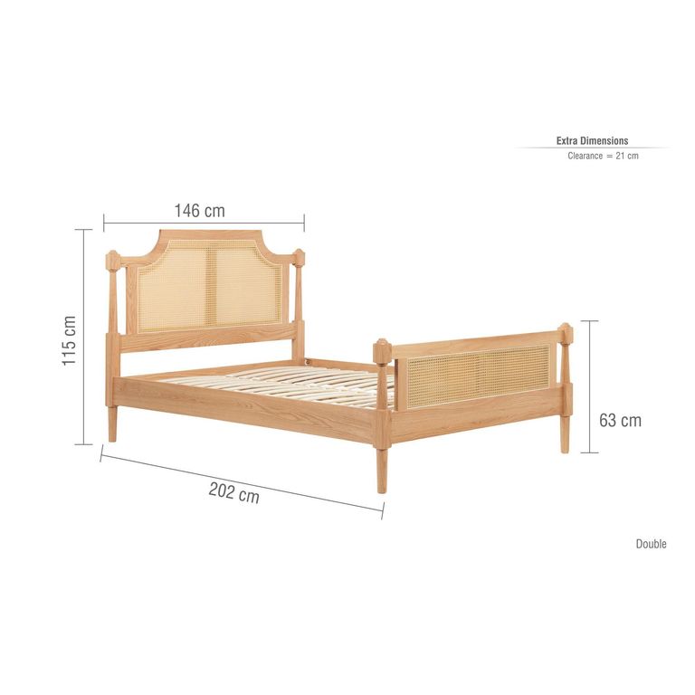 Gevena Bed - Oak Rattan - 5ft King Size