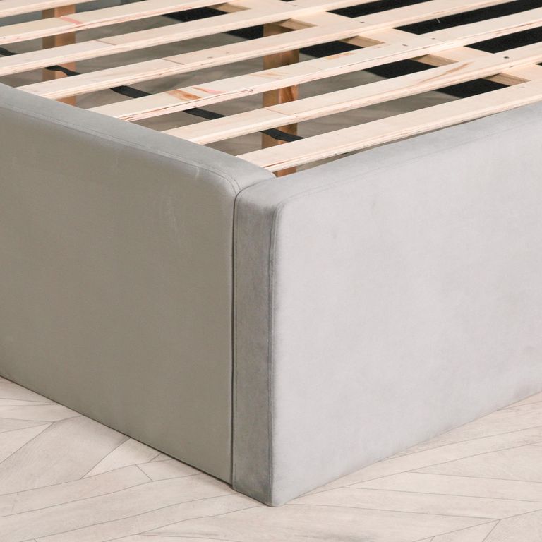Grey Velvet Bed - 5ft King Size