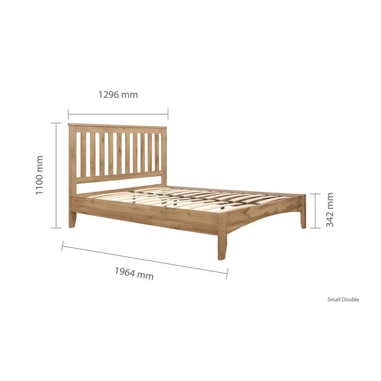 Hampstead Slatted Bed - Rustic Oak  - Sizes Available