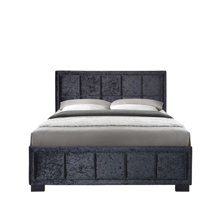 Hannover Bed - Black Velvet Fabric - Sizes Available