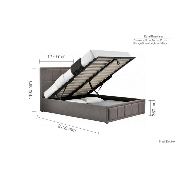 Hannover Ottoman Storage Bed - Grey Fabric - Sizes Available