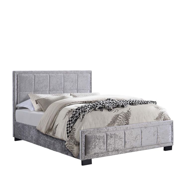Hannover Bed - Steel Velvet Fabric - Sizes Available