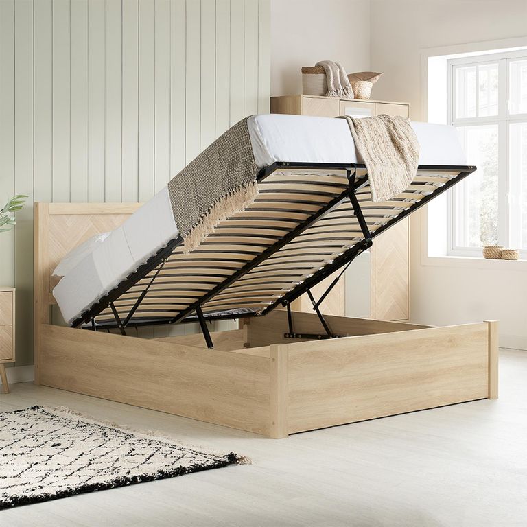 Herringford Ottoman Storage Bed - Oak - Sizes Available