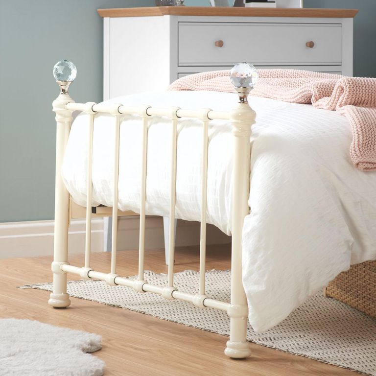 Jessica Bed Frame - Cream Metal - 3ft Single