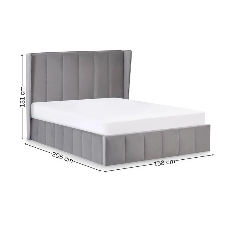 Katie Ottoman Storage Bed - Grey Fabric - Sizes Available