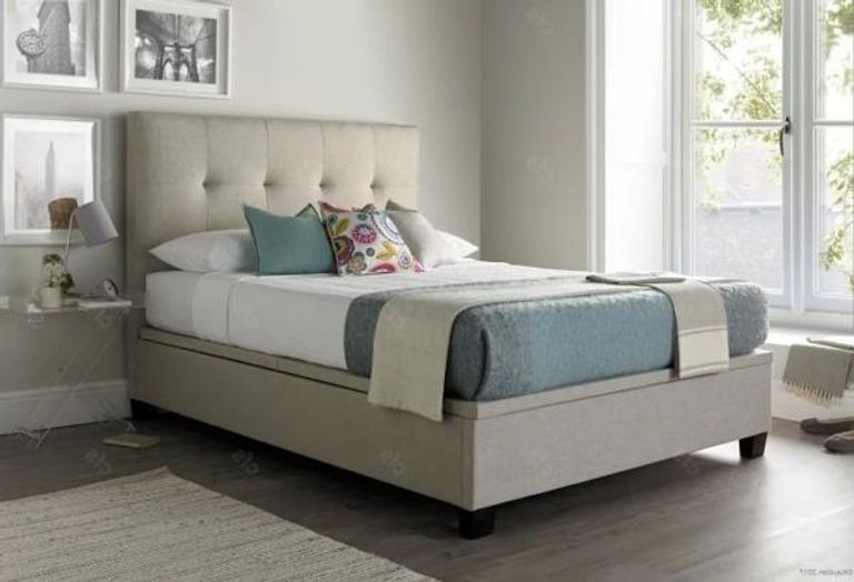 Walkworth Ottoman Storage Bed - Oatmeal Fabric - Sizes Available