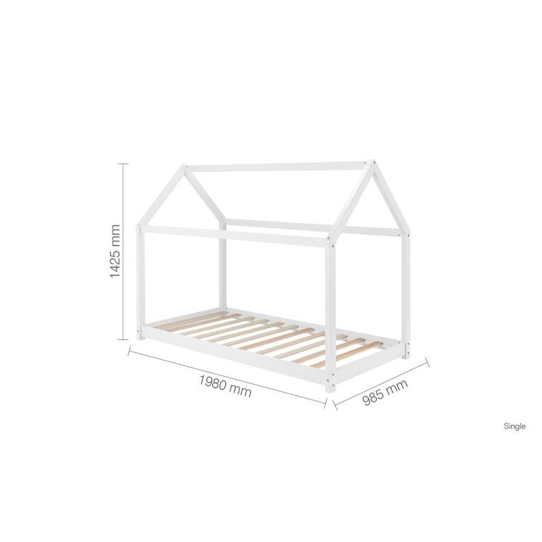 Kids House Bed - White