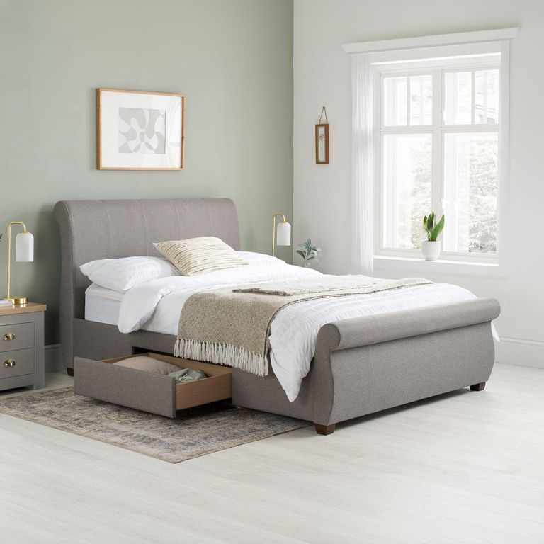 Lancaster Bed - Grey Fabric - Sizes Available