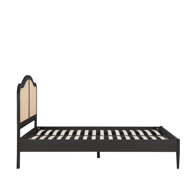 Leonie Bed - Black Oak and Rattan - Sizes Available