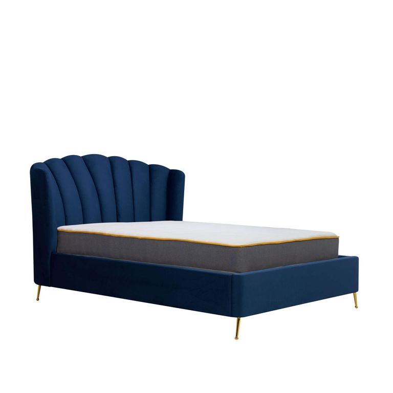 Lottie Ottoman Storage Bed - Blue Fabric - Sizes Available