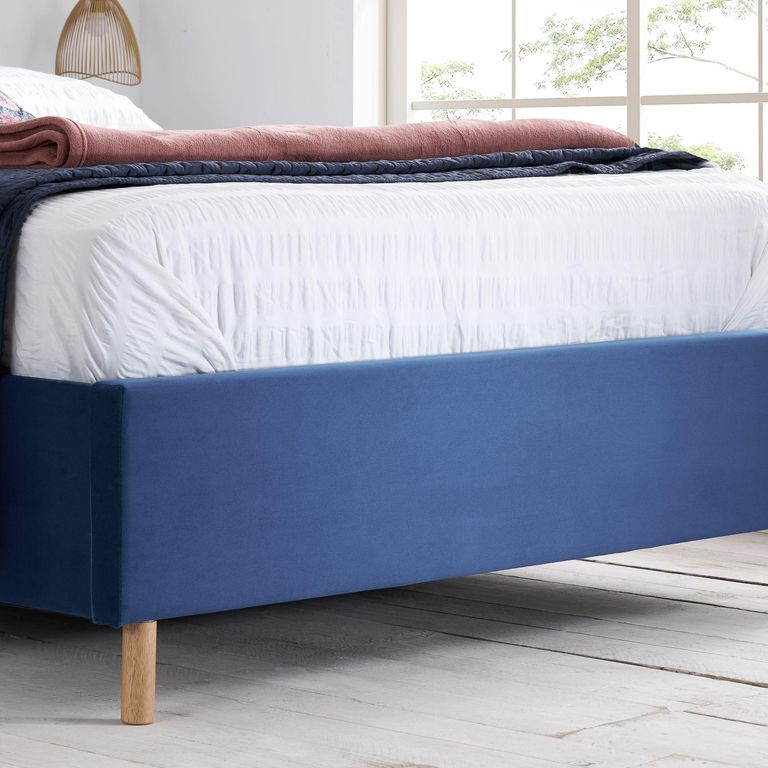 Loxley Ottoman Storage Bed - Blue Fabric - Sizes Available