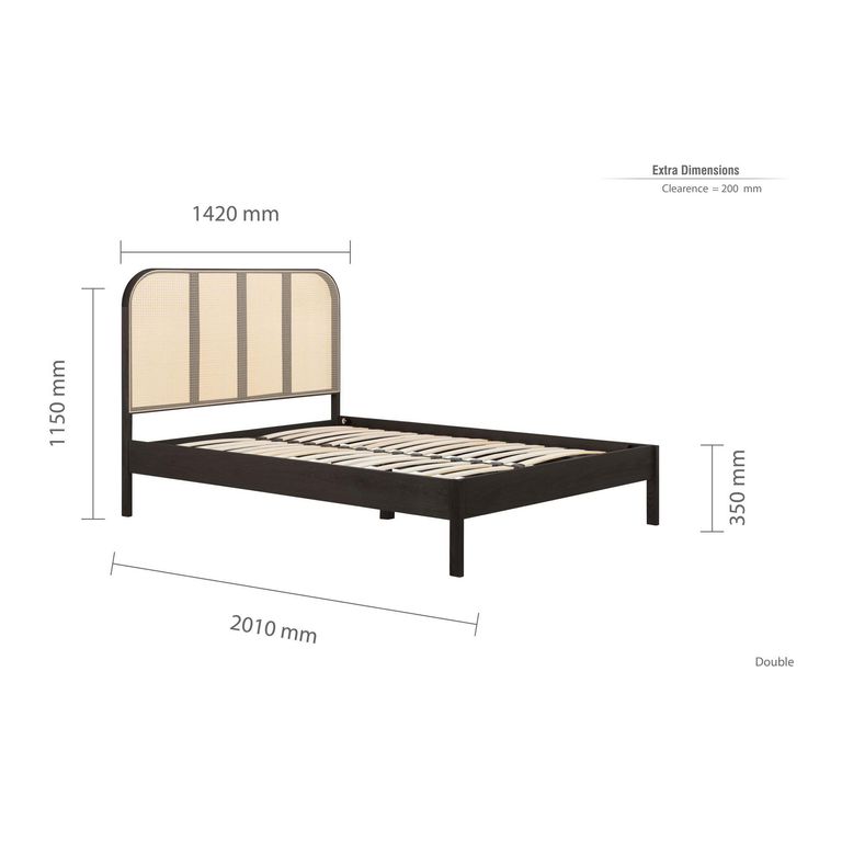 Margot Bed - Black Rattan - Sizes Available