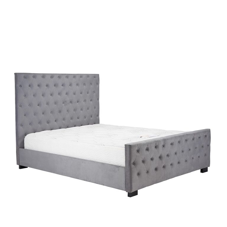 Marquis Velvet Fabric Bed - Grey - Sizes Available