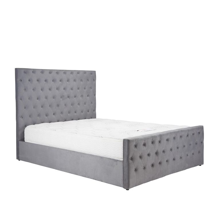 Marquis Ottoman Storage Bed - Grey Velvet Fabric - Sizes Available