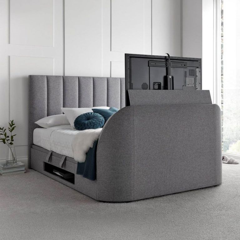Medway Ottoman Storage TV Bed - Marbella Grey Fabric - Sizes Available