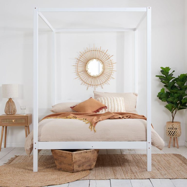Mercia Four Poster Bed - White Wood - Sizes Available