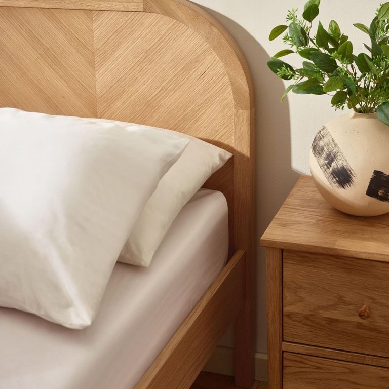 Milo Chevron Bed - Oak - Sizes Available