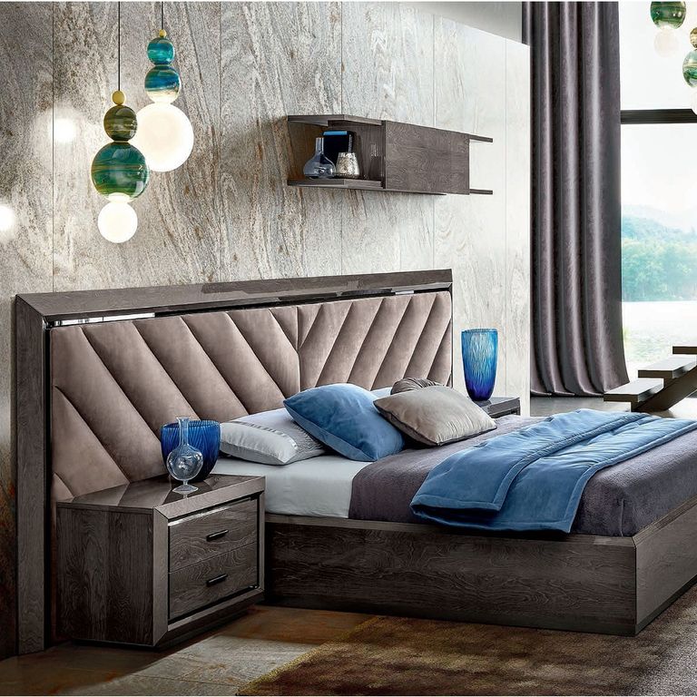 Elite Bed - Upholstered Headboard Boiserie - Silver Birch - Sizes Available