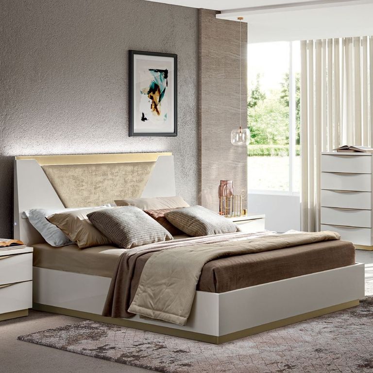 Kharma Bed - Cushion Headboard - White - Sizes Available