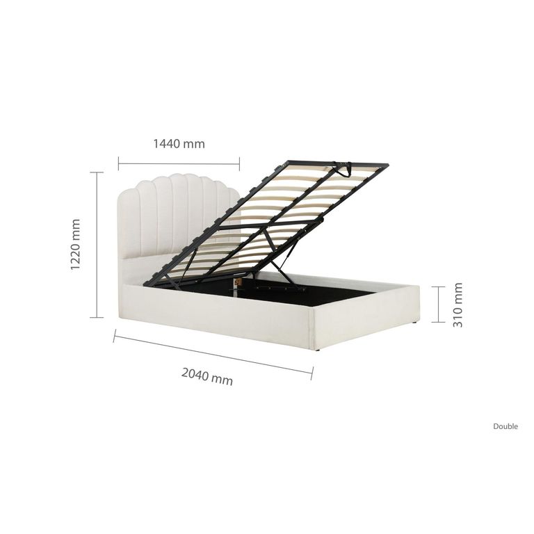 Monaco Ottoman Storage Bed - White Fabric - Sizes Available