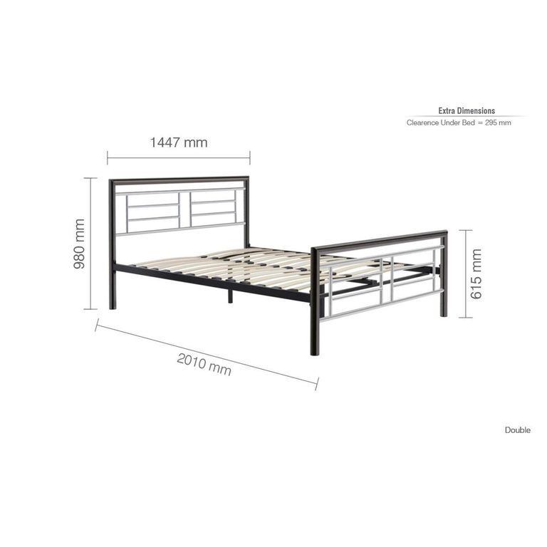 Montana Bed Frame - Chrome Metal - Sizes Available