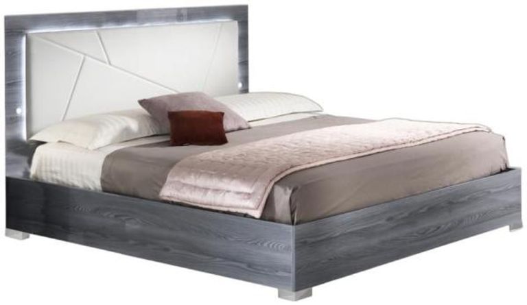 Nicole Grey Italian 5ft King Size Upholstered Headboard Bed