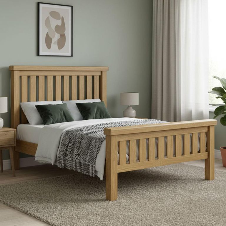 Normandy Slatted Bed - Oak - 4ft 6in Double