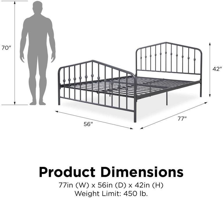 Nowata Bushwick Grey Metal Bed - Sizes Available - 4044429NUK