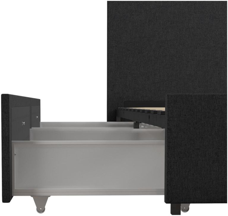 Nowata Kelly Dark Grey 3ft Single Bed with Storage - 4296419NUK