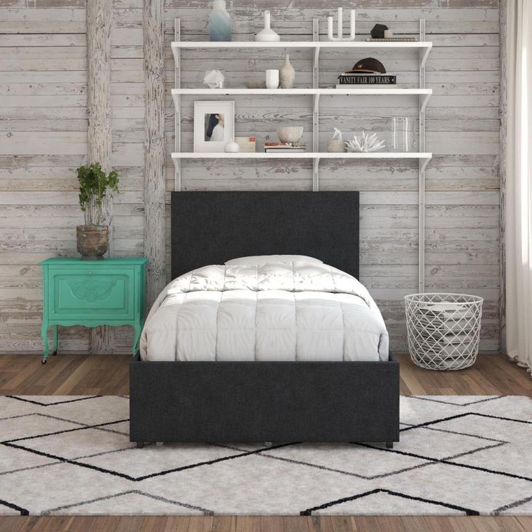 Nowata Kelly Dark Grey 3ft Single Bed with Storage - 4296419NUK