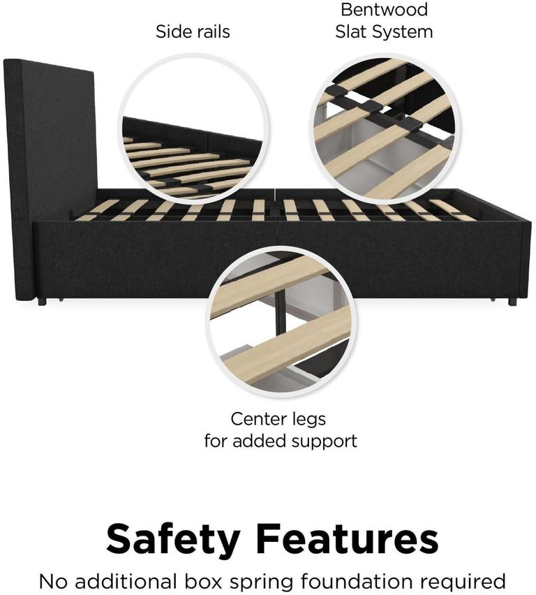 Nowata Kelly Dark Grey 3ft Single Bed with Storage - 4296419NUK