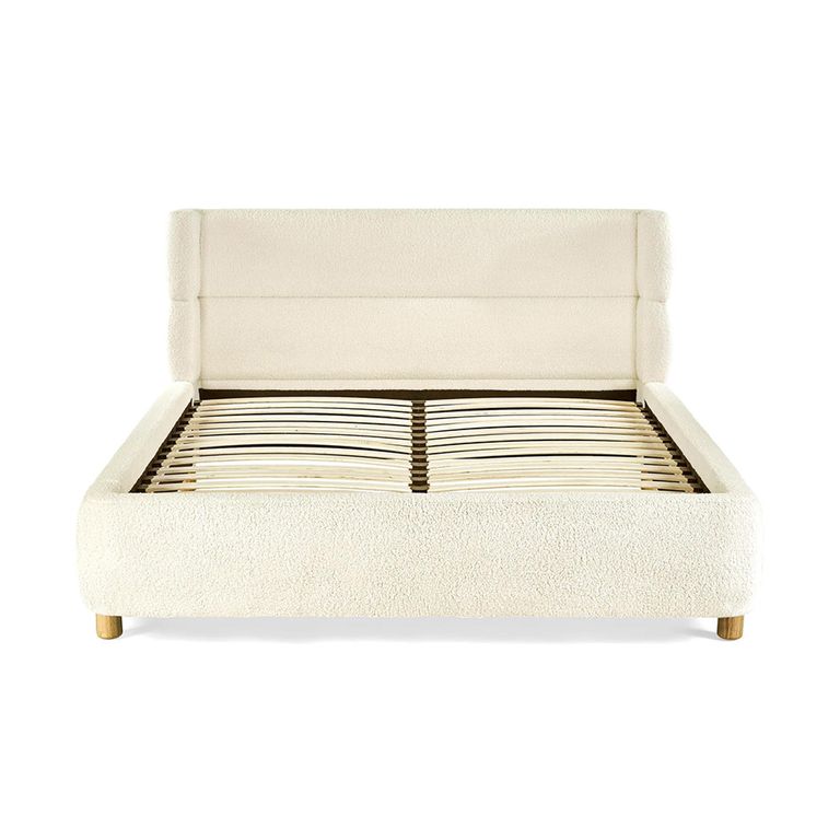 Oberon Bed - Cream Boucle Fabric - Sizes Available