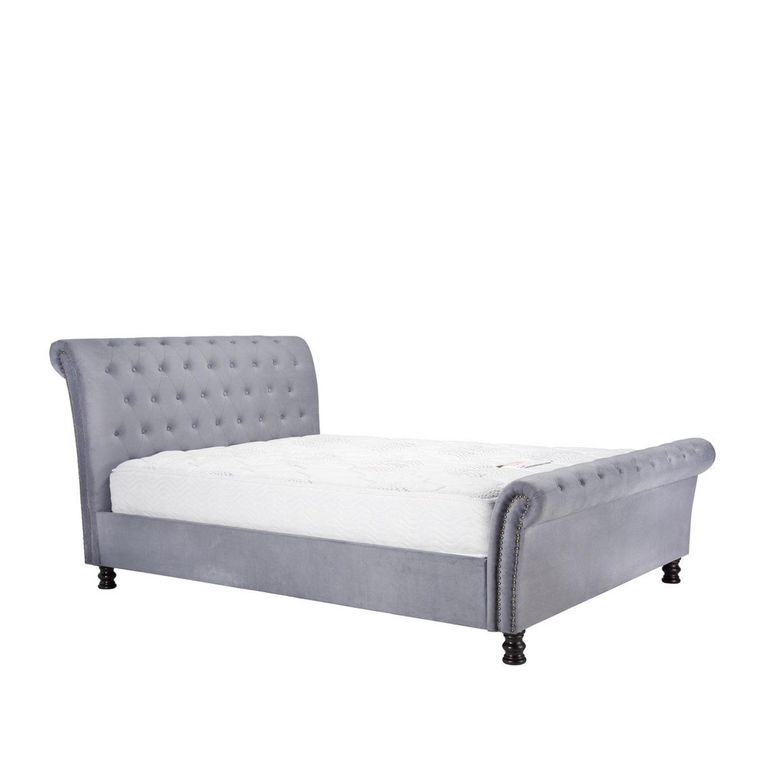 Opulence Bed - Grey Velvet Fabric - Sizes Available