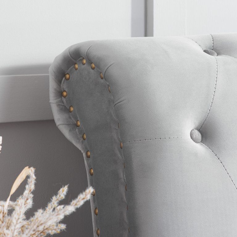 Opulence Bed - Grey Velvet Fabric - Sizes Available