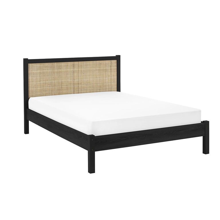 Padstow Ottoman Bed - Black and Rattan - Sizes Available
