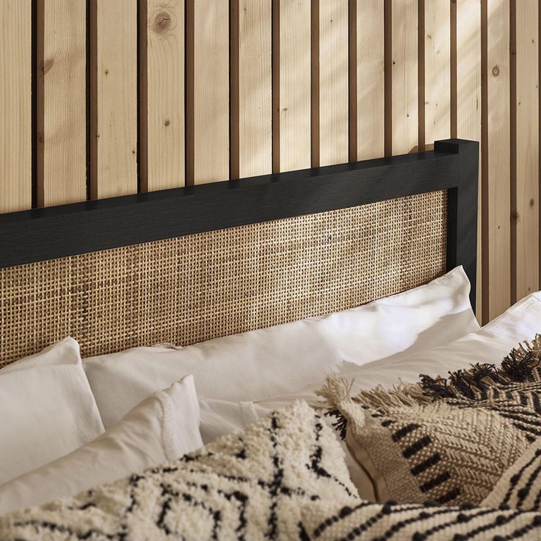 Padstow Ottoman Bed - Black and Rattan - Sizes Available