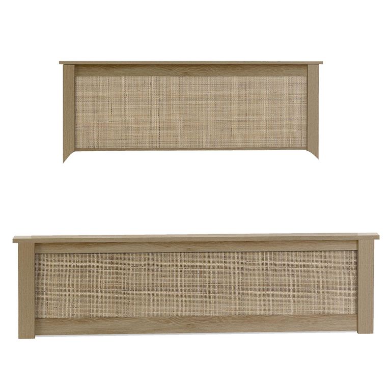 Padstow Bed - Oak and Rattan - Sizes Available