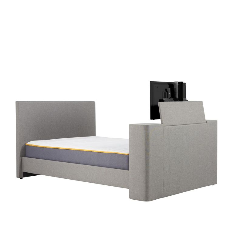 Plaza TV Bed - Grey Fabric - Sizes Available