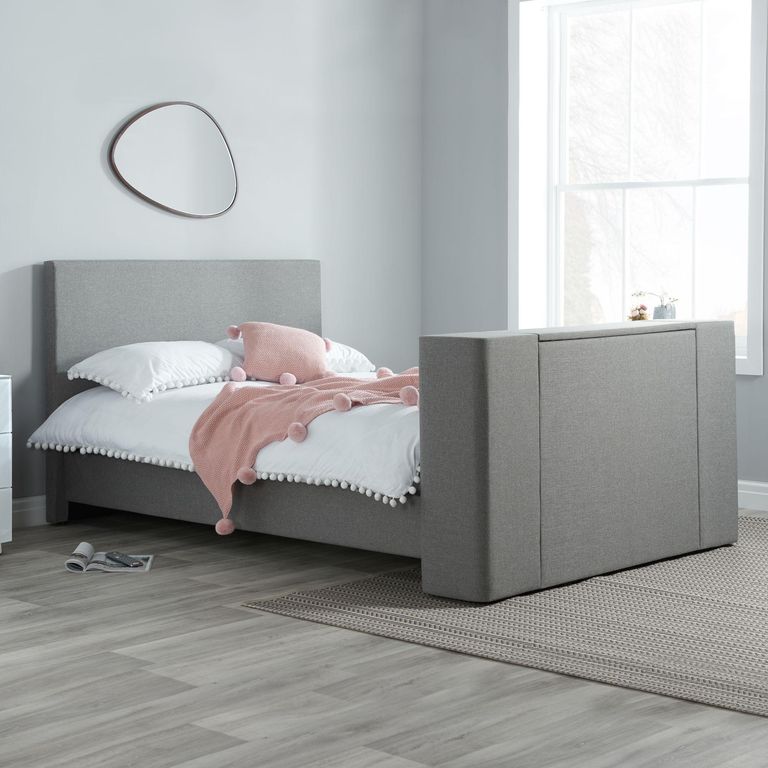 Plaza TV Bed - Grey Fabric - Sizes Available