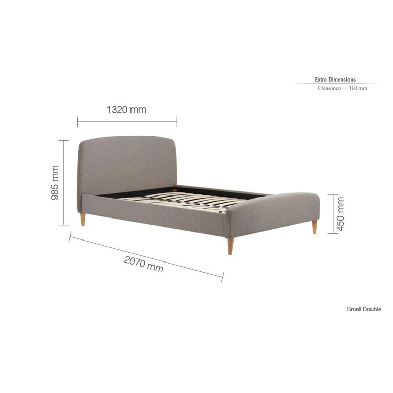 Quebec Bed - Grey Fabric - Sizes Available