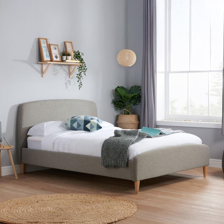 Quebec Bed - Grey Fabric - Sizes Available