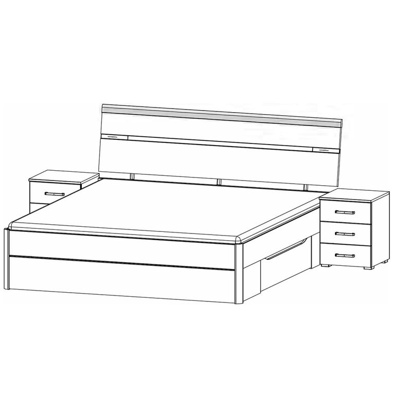 Rauch Corvo 6ft Queen Size Bed with 2 Bedside Cabinet - Alpine White and Metallic Dark Grey
