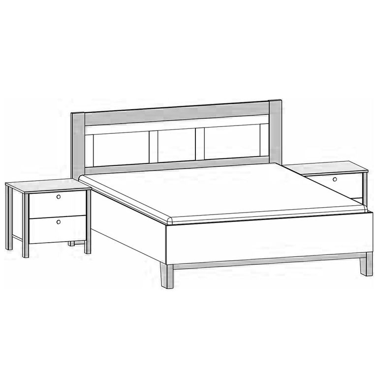 Rauch Credo 6ft King Size Bed with 2 Bedside Table - Silk Grey and Artisan Oak