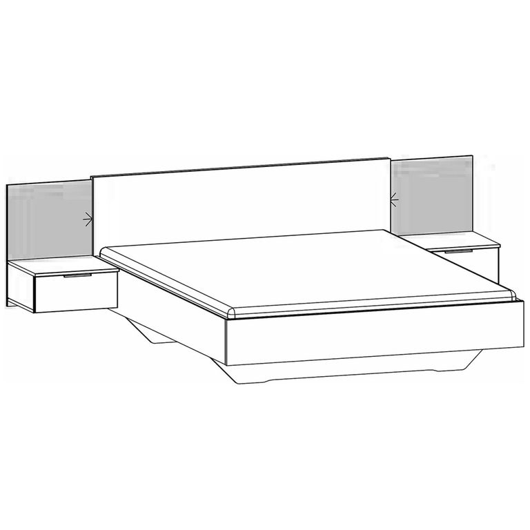 Rauch Marbella 5ft King Size Bed with 2 Hanging Bedside Table - Metallic Dark Grey and Atlantic Dark Oak