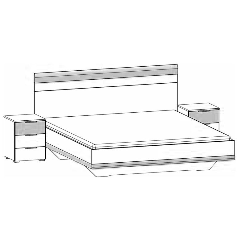 Rauch Sajo 6ft Queen Size Bed with 2 Bedside Cabinet - Champagne and Metallic Dark Grey