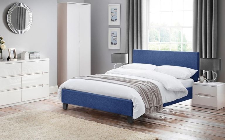 Rialto Bed - Blue - Fabric - Sizes Available